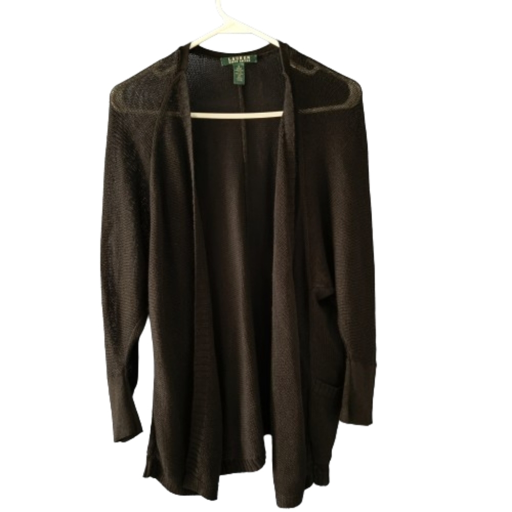 Lauren Ralph Lauren Black Knitted Cardigan Women's Small